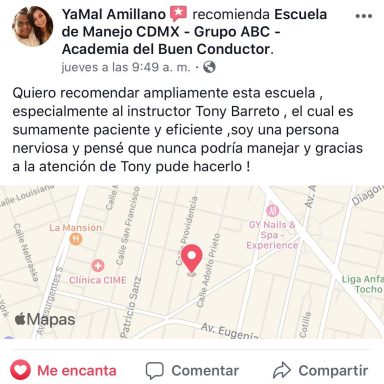 Recomendación de escuela de manejo en CDMX, resaltando al instructor Tony Barnett.